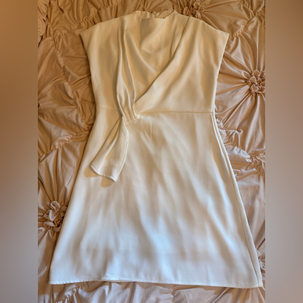 boutique white mock neck dress
